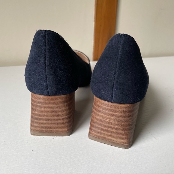 Sole Society Navy Blue Block Heel Pumps Sz 8.5 - Picture 4 of 9